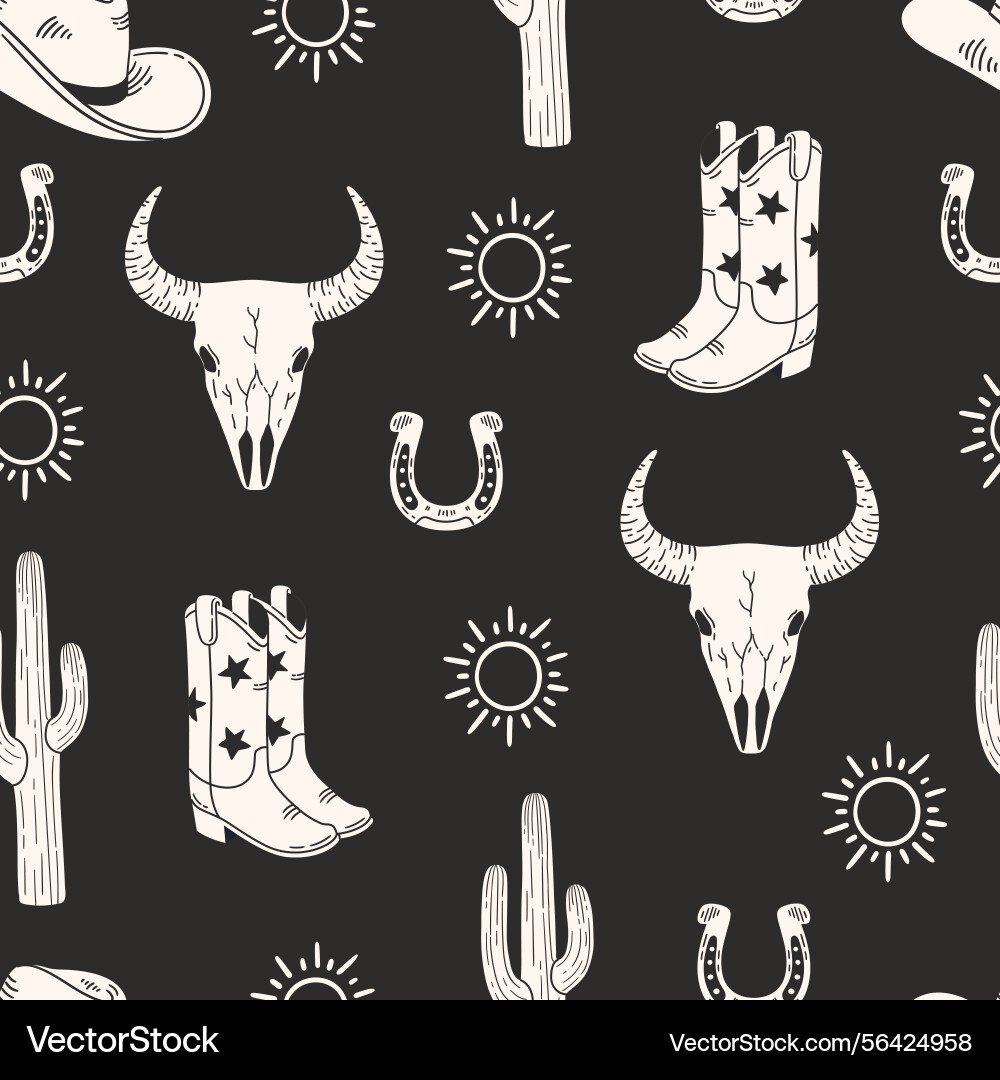 Seamless pattern with western elements Seamless pattern with western elements Vector Image