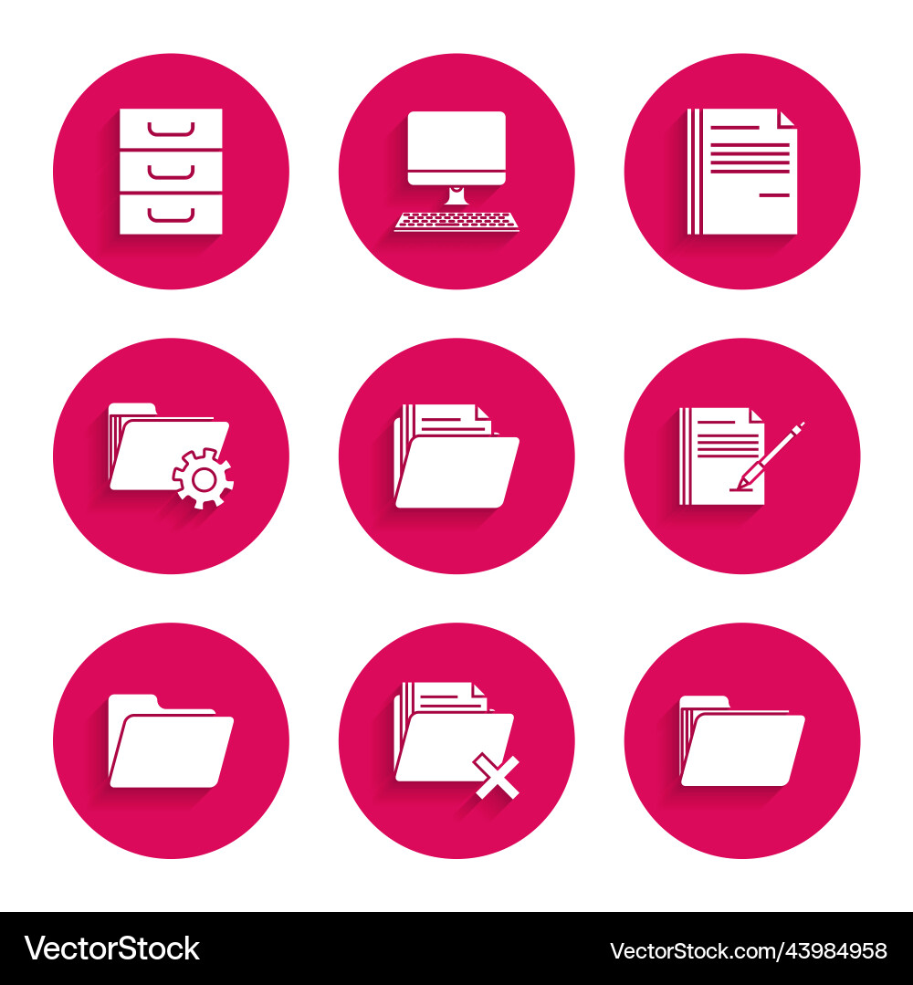Set document folder delete blank notebook and pen Set document folder delete blank notebook and pen vector image