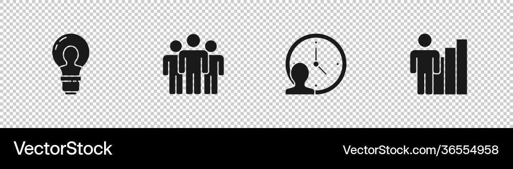 Set head with lamp bulb users group time Set head with lamp bulb users group time Vector Image