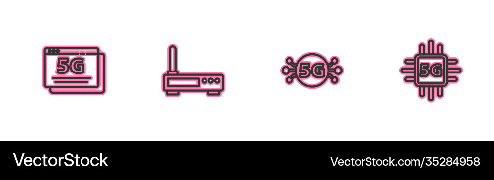 Set line 5g network router and wi-fi signal Set line 5g network router and wi-fi signal Vector Image