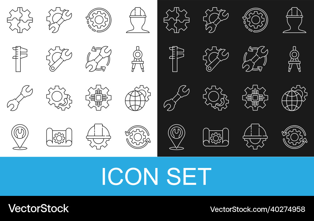 Set line gear and arrows as workflow globe Vector Image