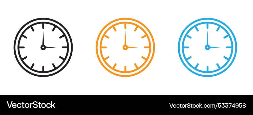 Time clock icon thin line set vector image