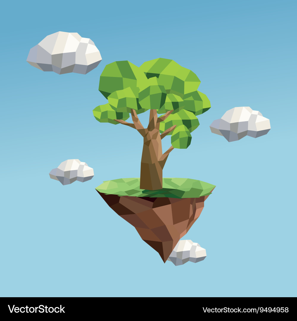 Tree and cloud icon polygonal image Vector Image