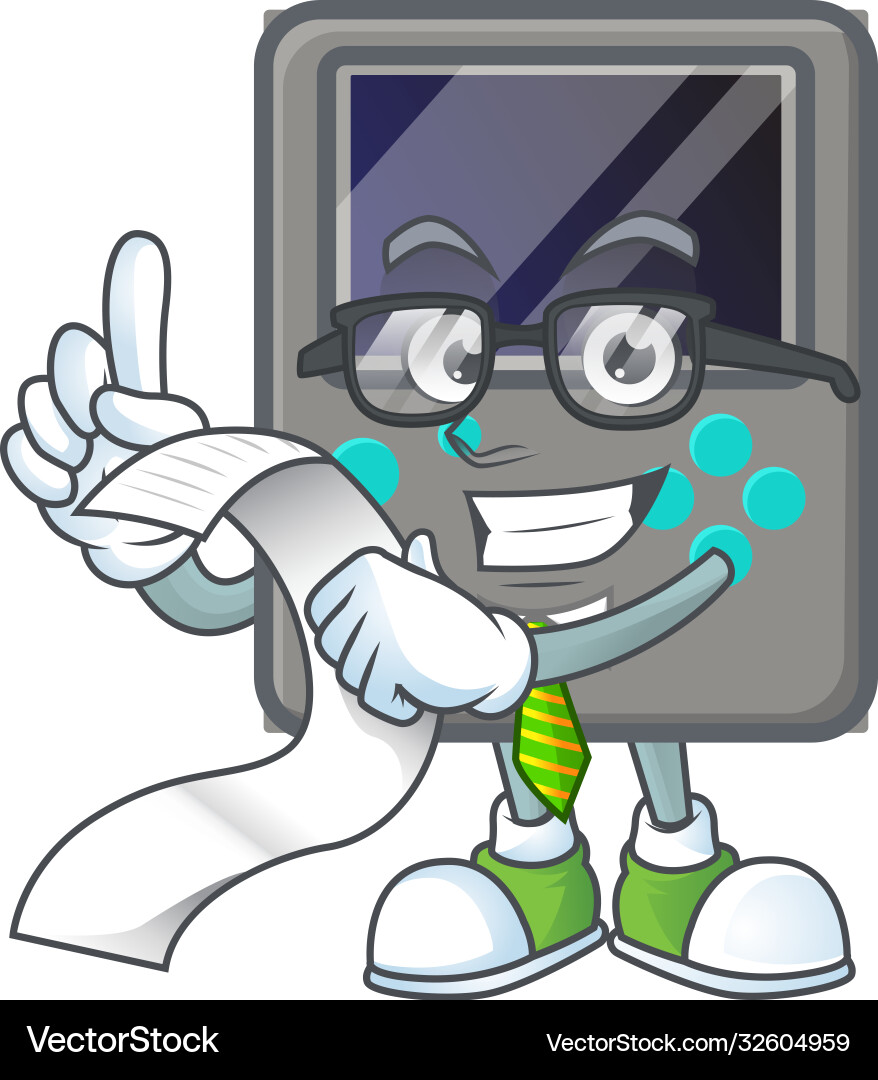 A funny face character game console holding menu A funny face character game console holding menu vector image