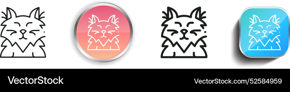Cat icon thin linear regular and button style vector image