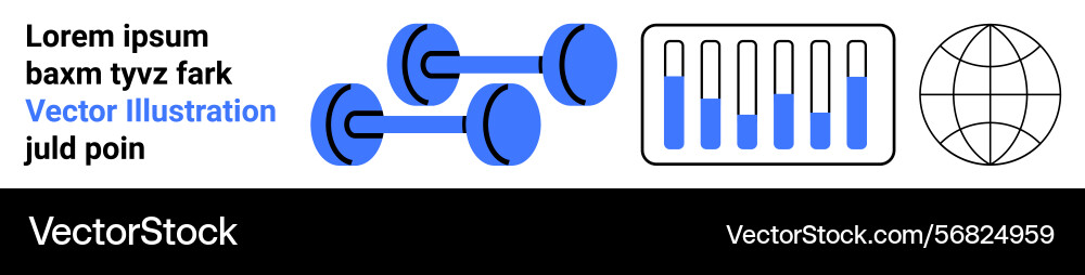 Dumbbells data chart and globe outline Dumbbells data chart and globe outline vector image