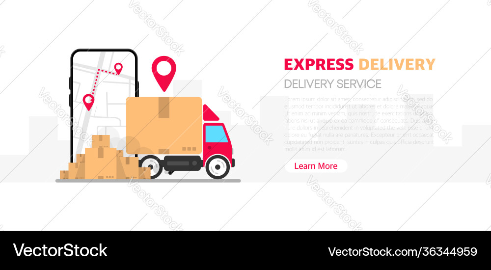 Fast express delivery package map on mobile Fast express delivery package map on mobile vector image