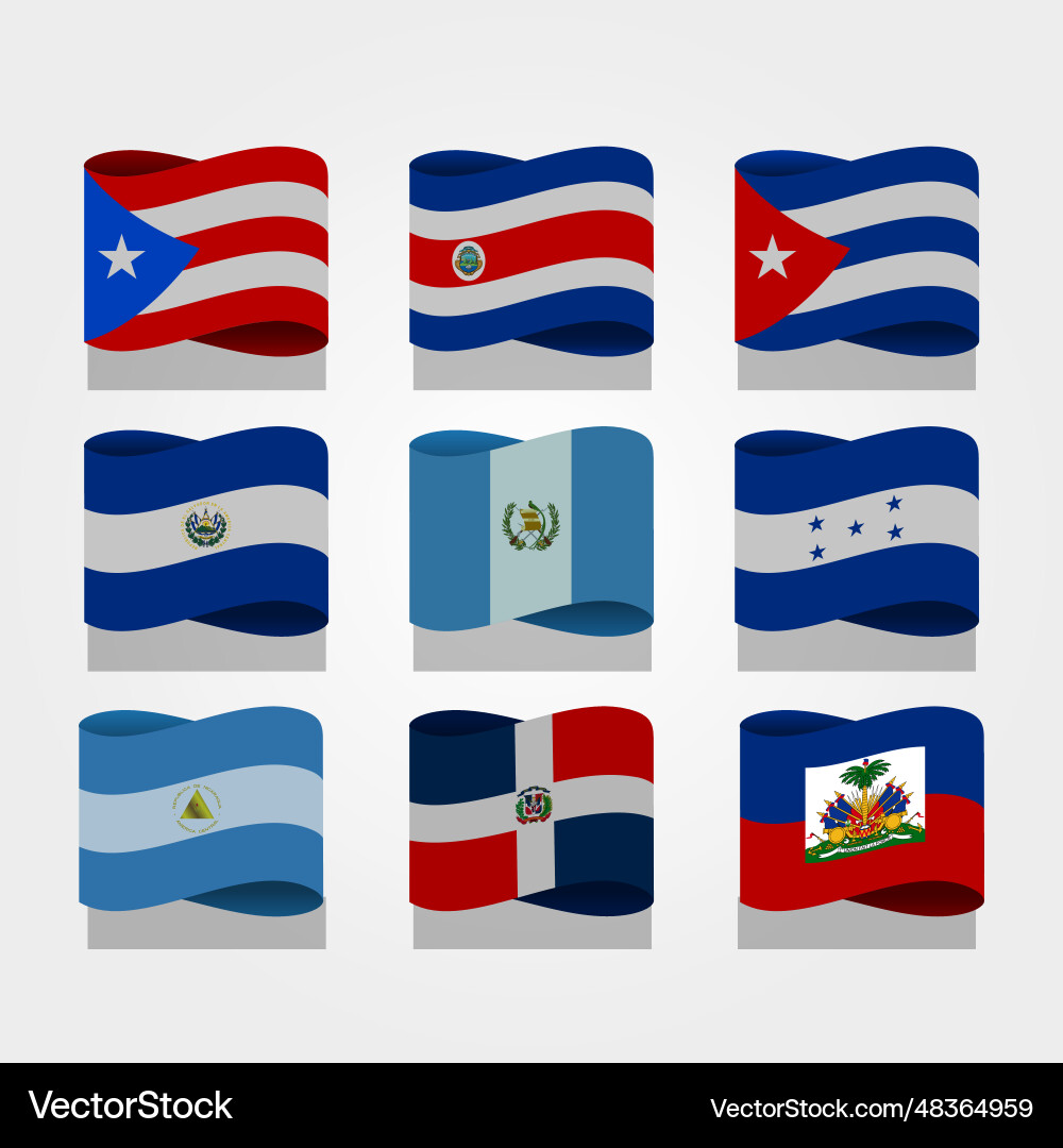 Gradient latam flags isolated on white background Gradient latam flags isolated on white background Vector Image