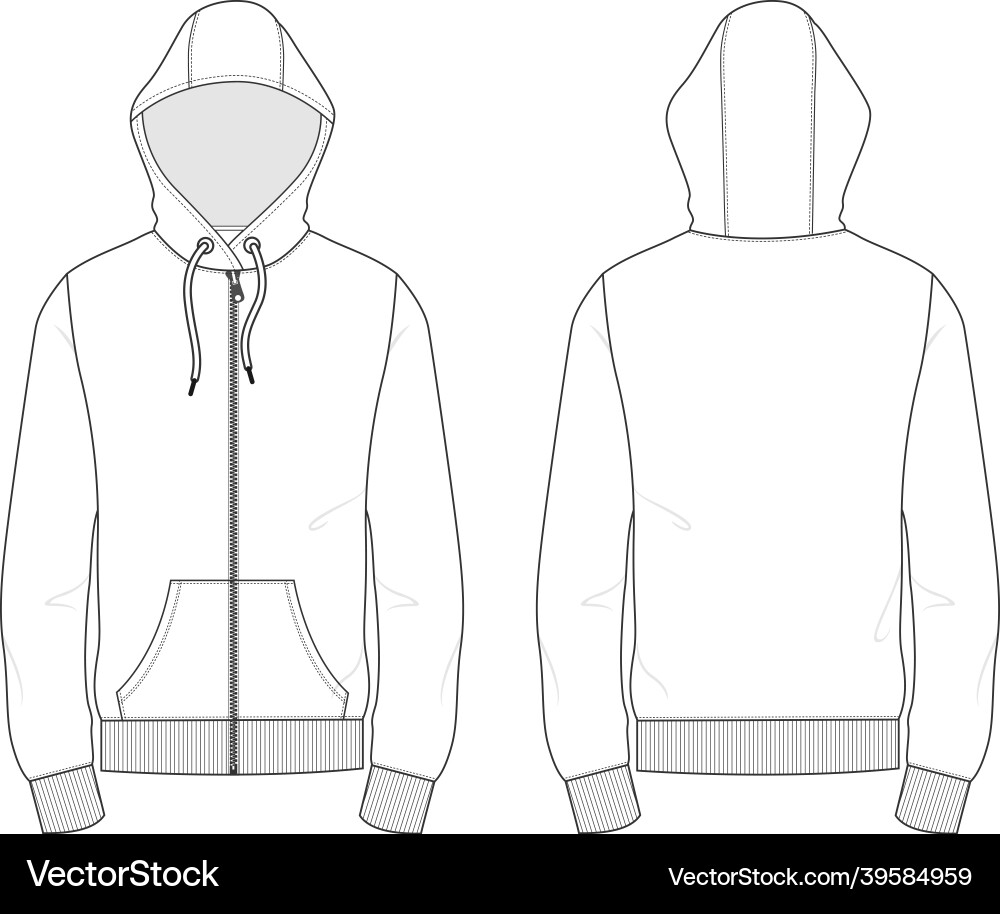 Hoodie flat sketch template vector image