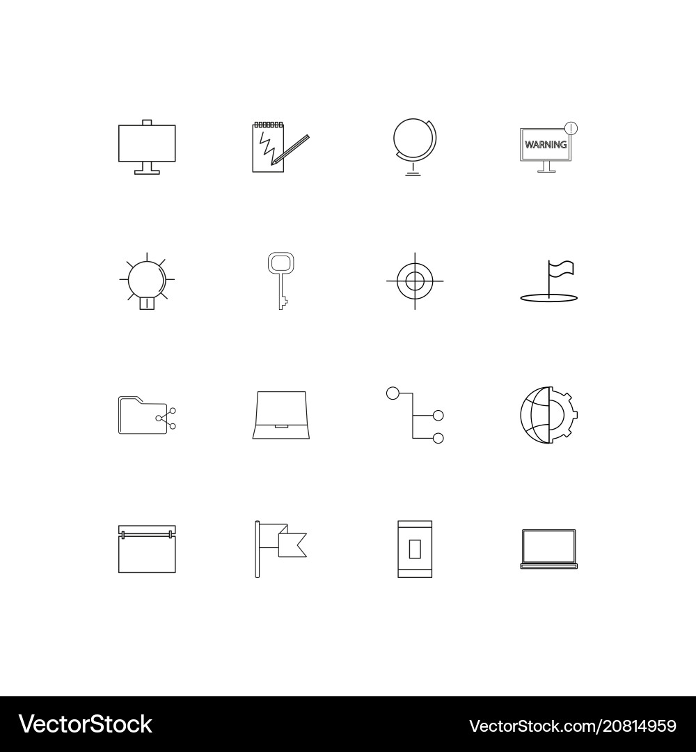 Internet technologies linear thin icons set vector image