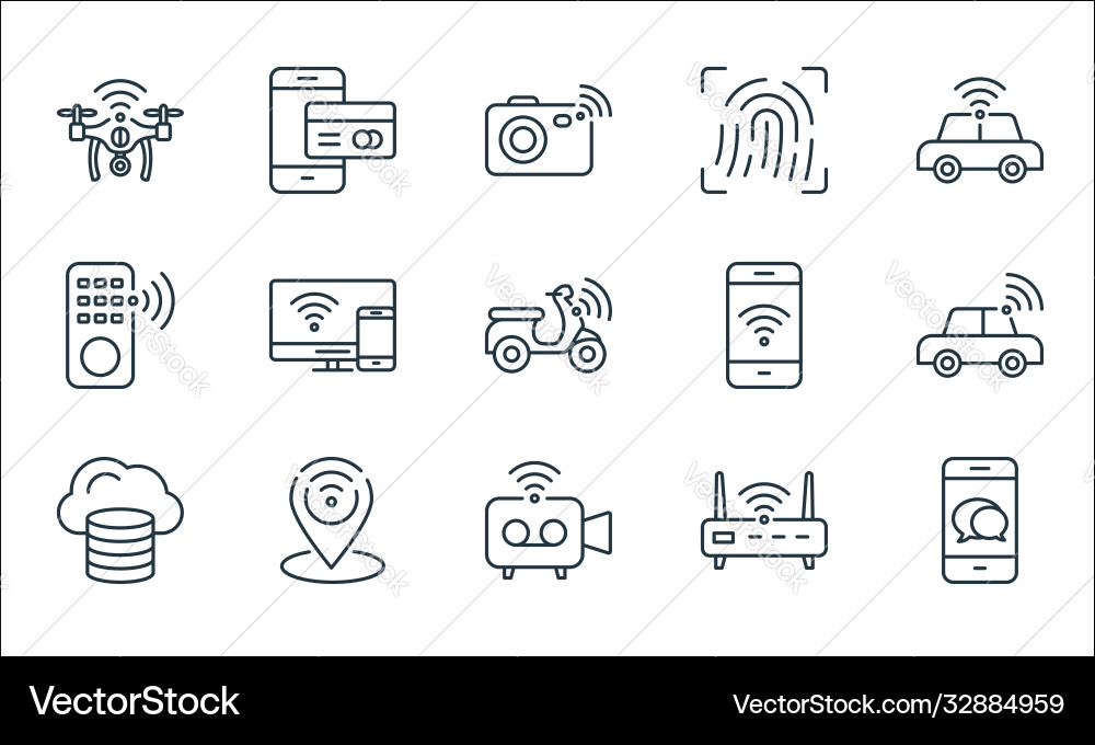 Internet things line icons linear set quality Vector Image