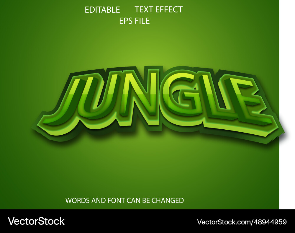 Jungle editable text effect with 3d style font Jungle editable text effect with 3d style font vector image