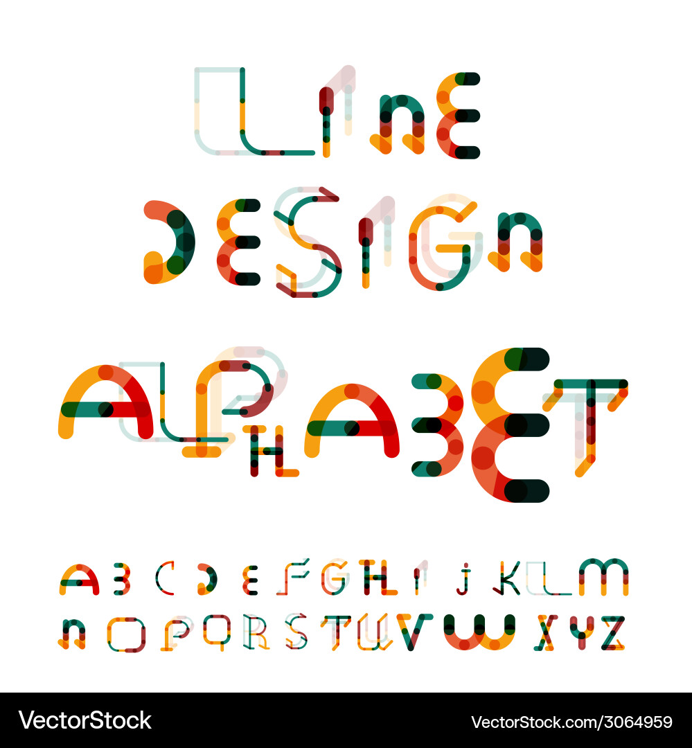 Minimal line design alphabet font typeface vector image