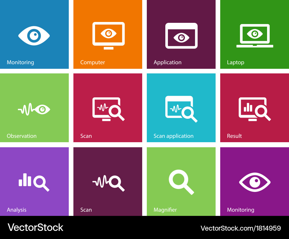 Monitoring icons on color background vector image