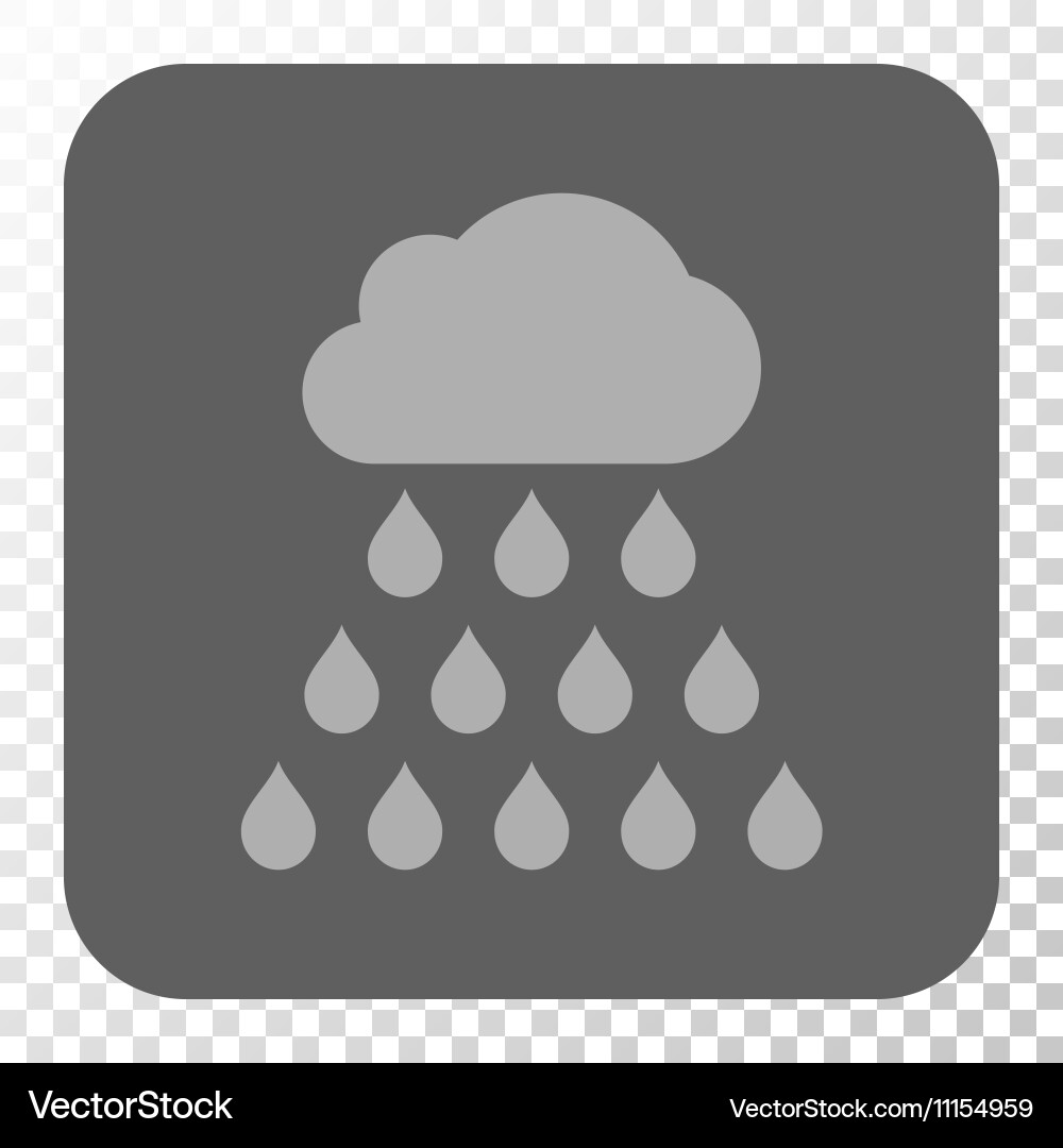 Rain cloud rounded square button vector image