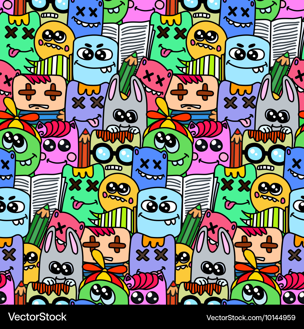 Seamless patter with bizarre elements Vector Image