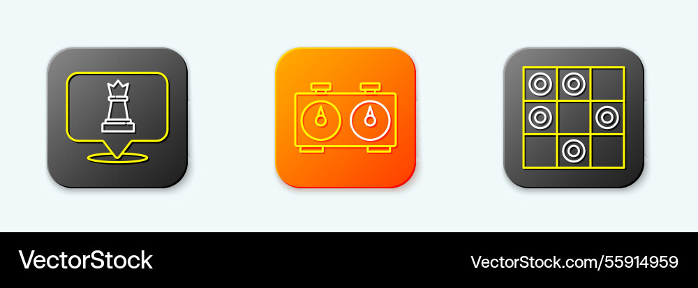 Set line chess time clock and board game Set line chess time clock and board game vector image