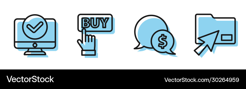 Set line speech bubble with dollar computer vector image