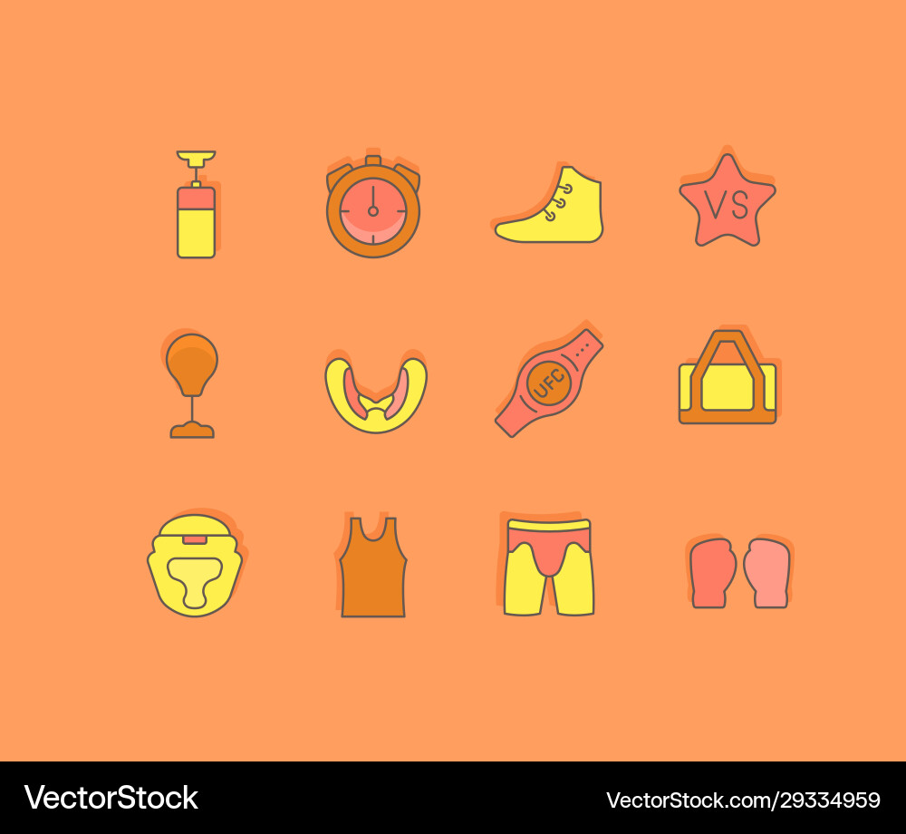 Set simple line icons ufc Set simple line icons ufc vector image
