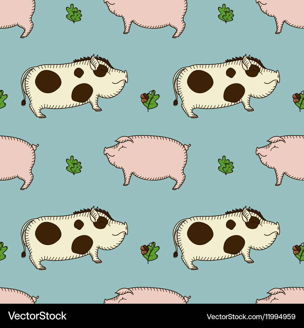 Simple seamless pattern with pig boar vector image