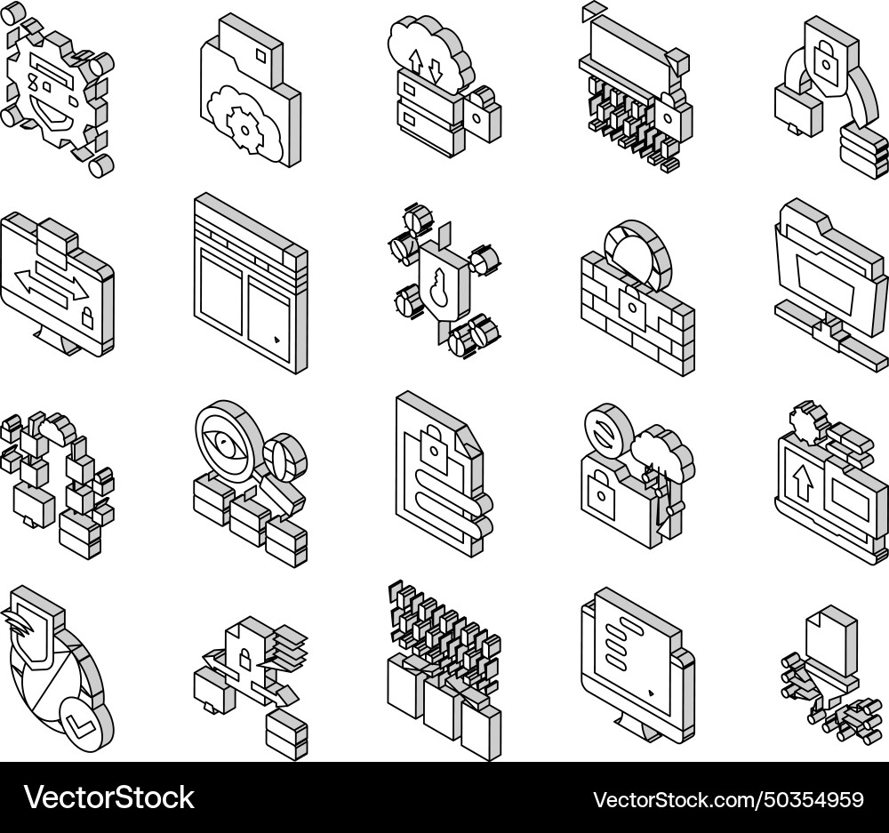 Ssh sftp file transfer protocol isometric icons Ssh sftp file transfer protocol isometric icons vector image