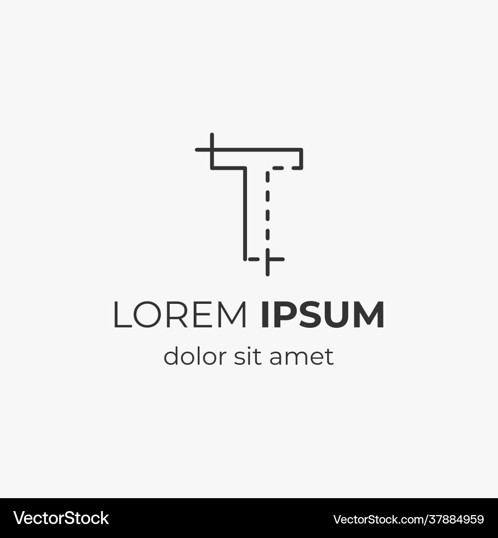 Tinitial letter t with architecture element Tinitial letter t with architecture element vector image