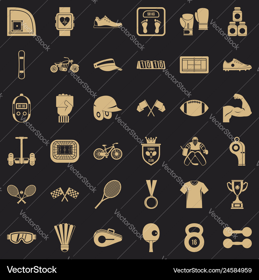 Training icons set simple style Vector Image