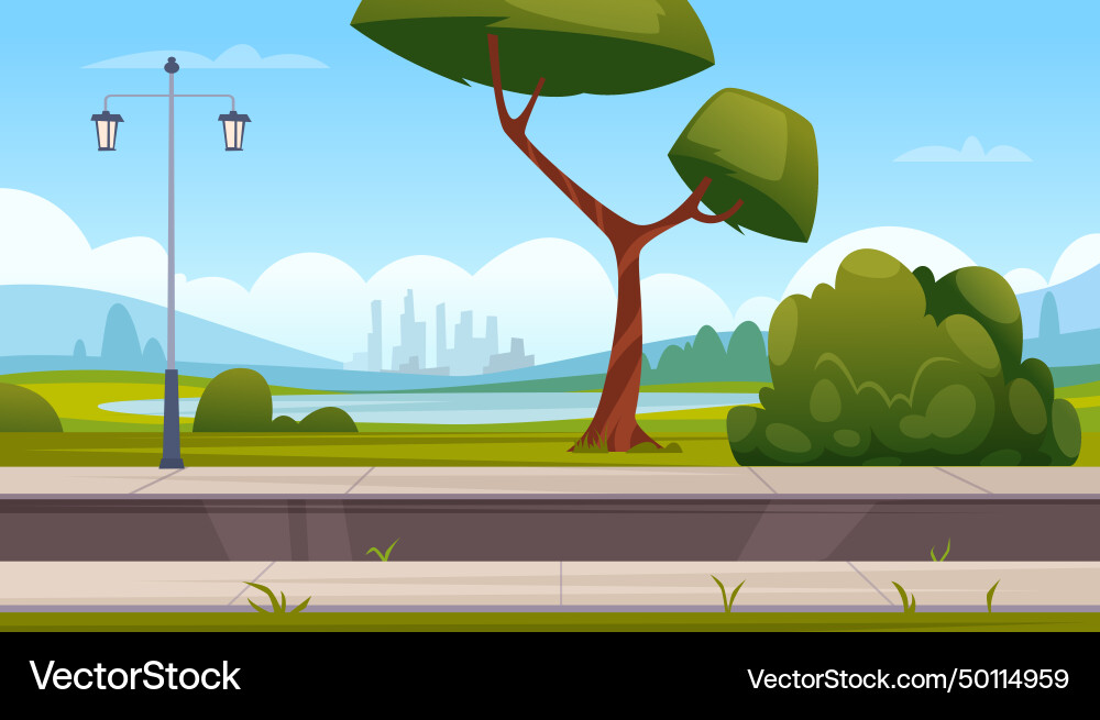 Urban park cartoon background outdoor landscape Urban park cartoon background outdoor landscape vector image