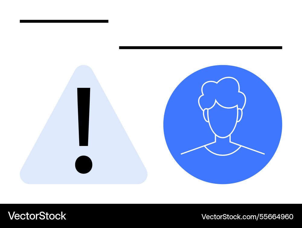 Alert notification with exclamation mark and user Alert notification with exclamation mark and user Vector Image