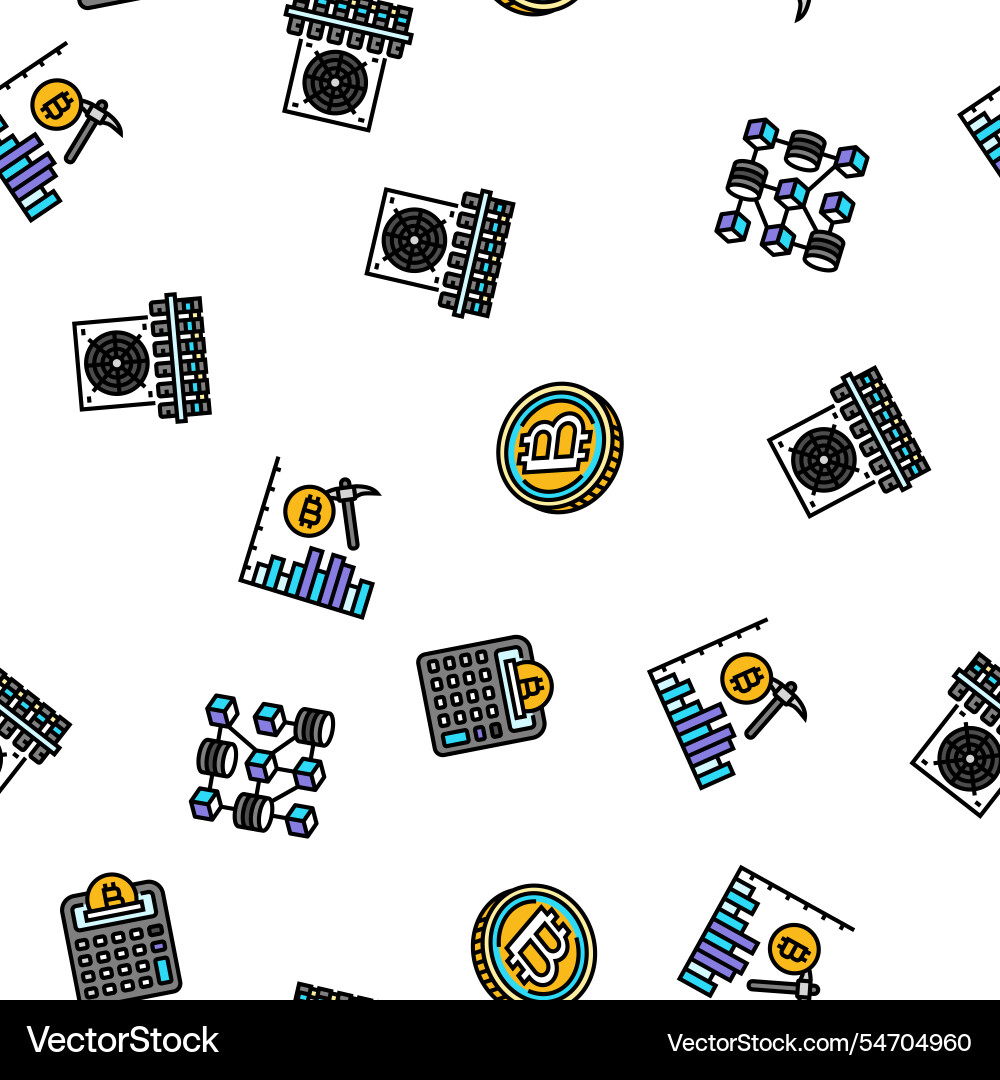 Cryptocurrency mining blockchain seamless pattern Vector Image