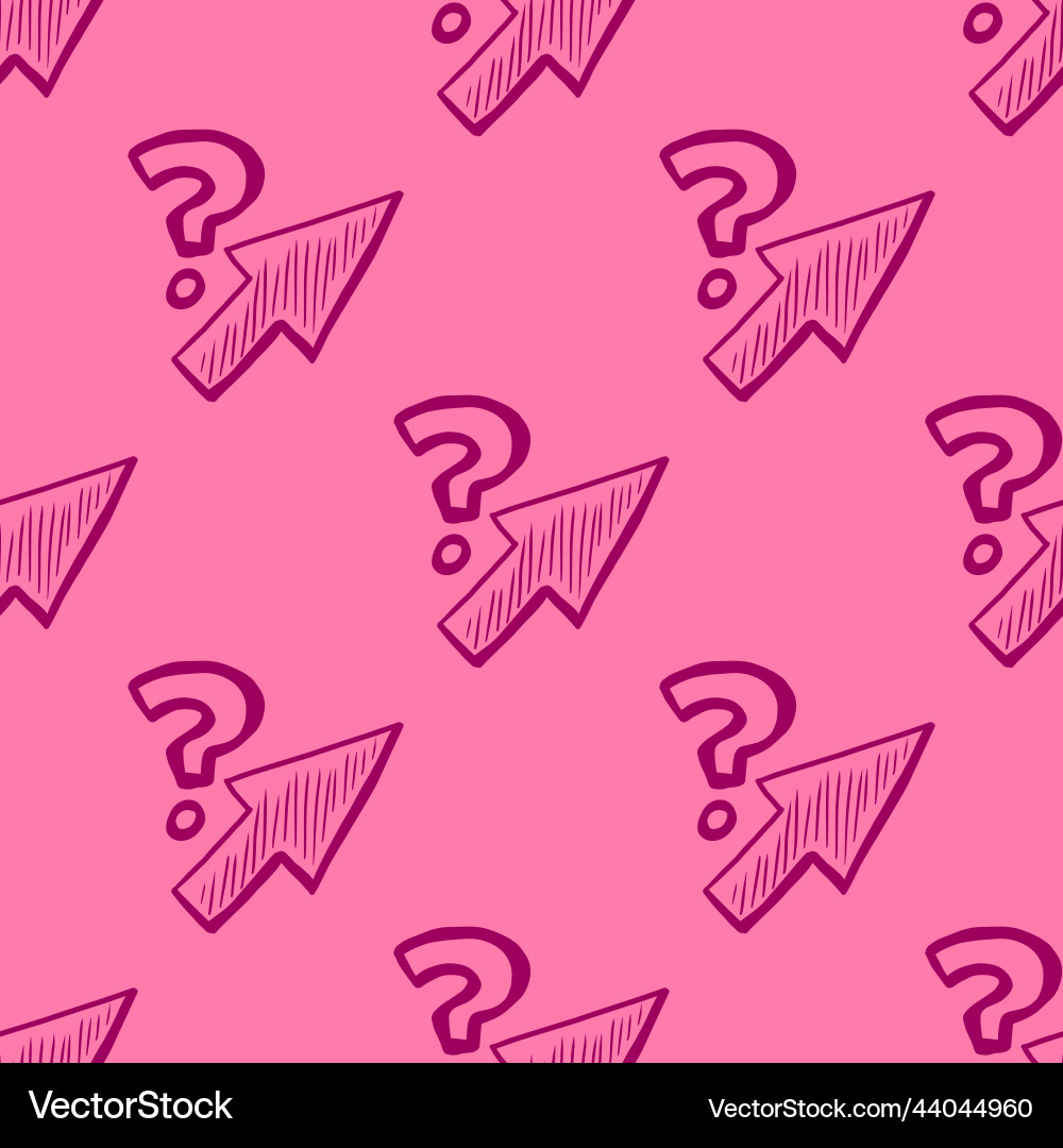Cursor arrow with question mark sketch seamless Cursor arrow with question mark sketch seamless vector image