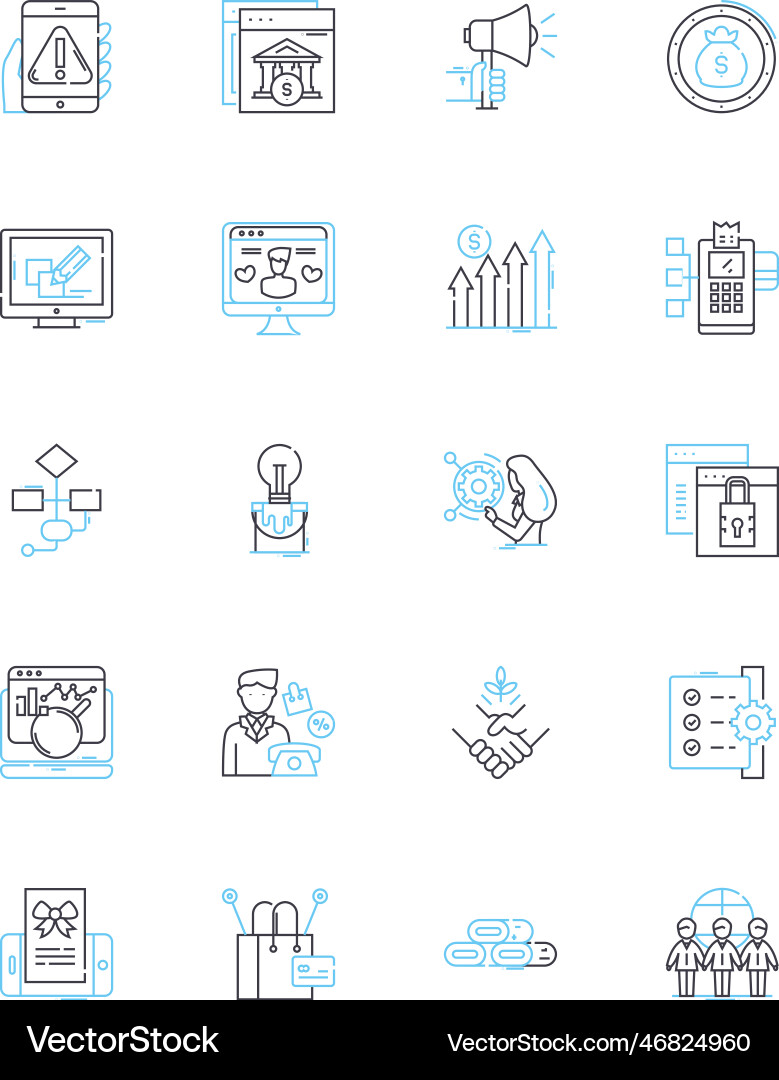 Digital articles linear icons set hyperlink vector image