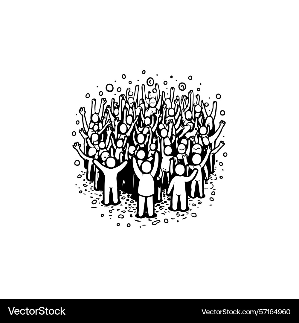 Dynamic crowd expressing unity and celebration Vector Image