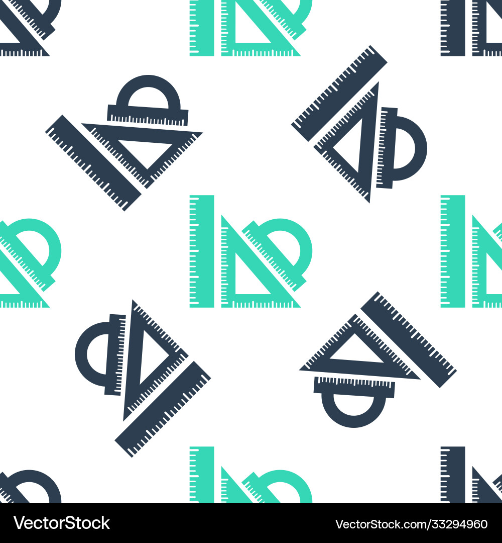 Green set ruler triangular and protractor Green set ruler triangular and protractor vector image