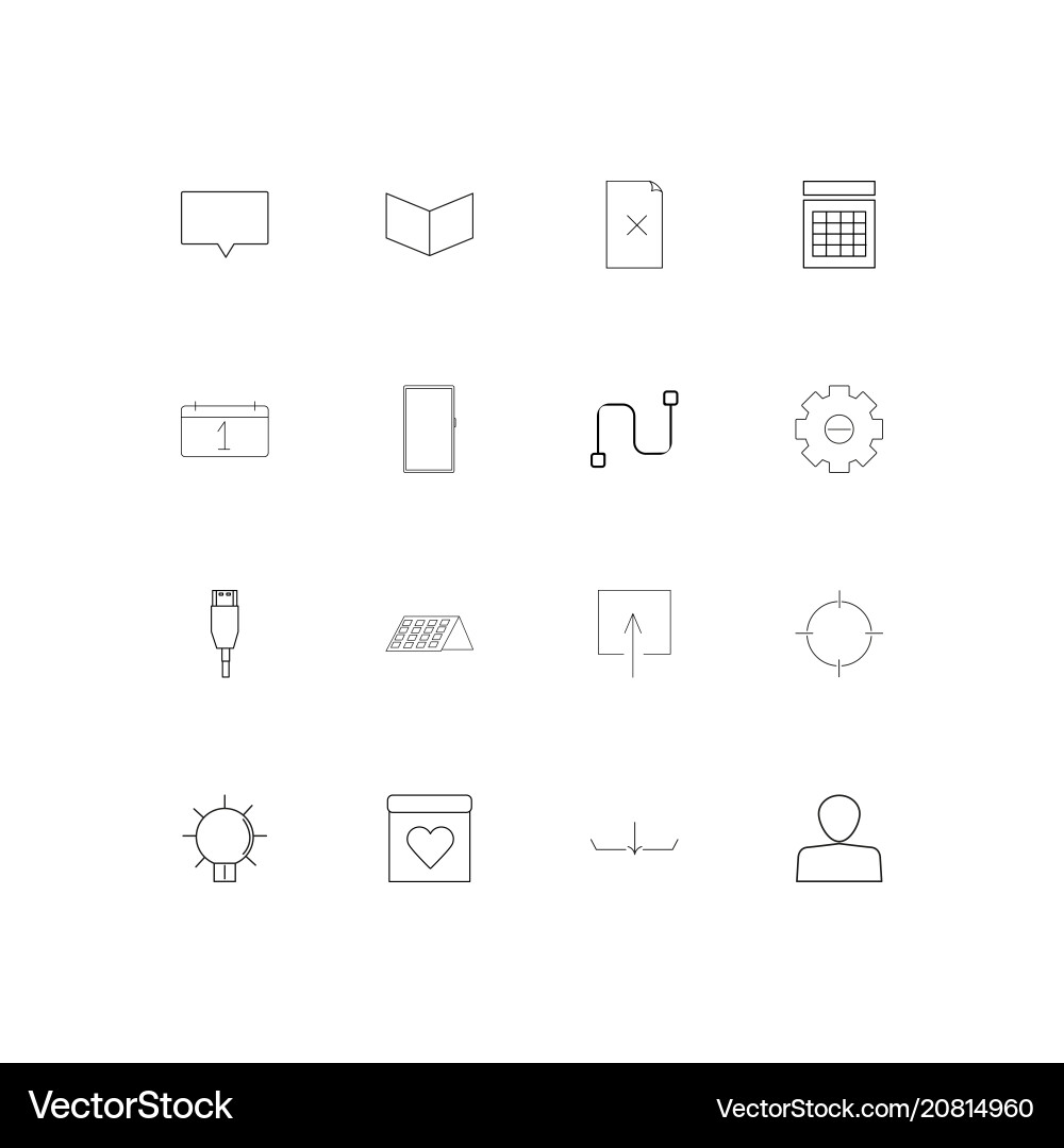 Internet technologies linear thin icons set vector image