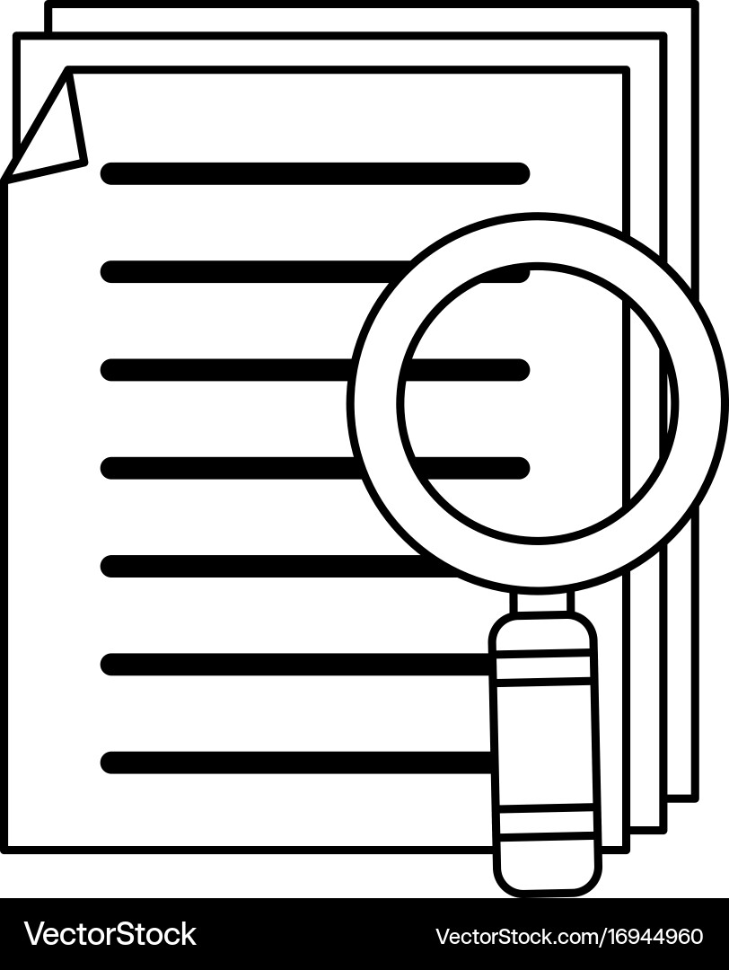 Magnifying glass with file or text document icon vector image