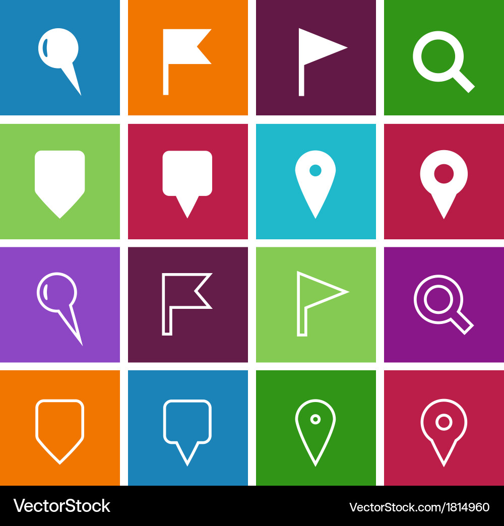 Navigation Icons - Map & Location vector image