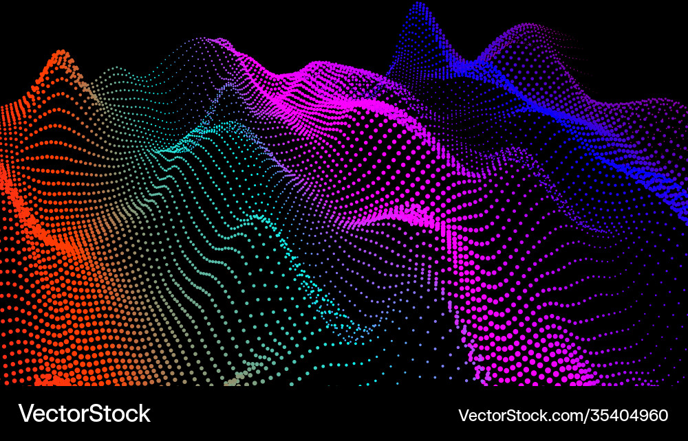 Sea waves from node hud data dots flow research Vector Image