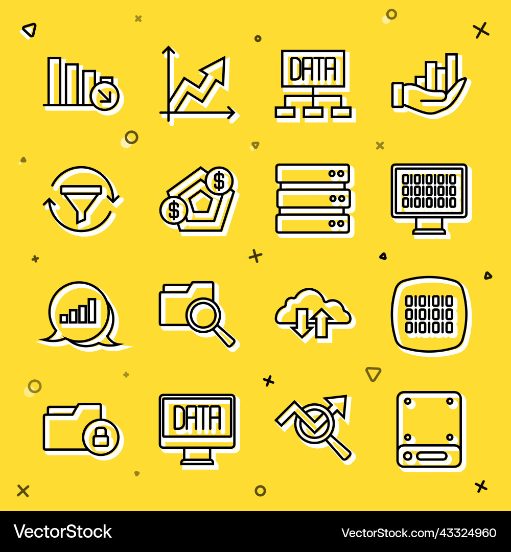 Set line server binary code data analysis Set line server binary code data analysis vector image
