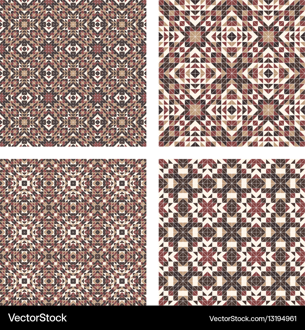Abstract triangle tile pattern background set vector image