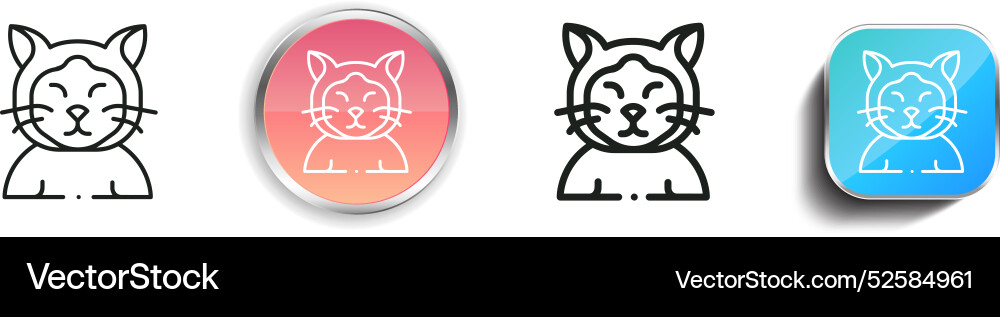 Cat icon thin linear regular and button style vector image