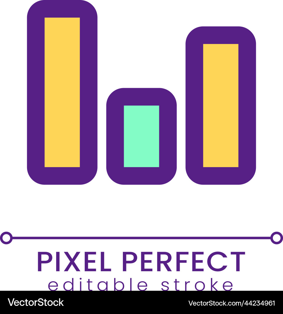Column chart pixel perfect rgb color ui icon vector image