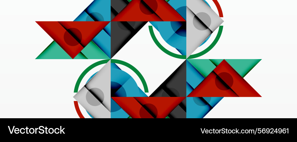 Geometric shapes create symmetrical pattern red vector image