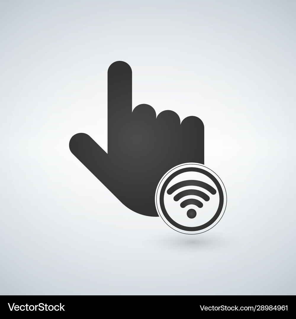 Hand mouse pointer with wifi sign black isolated vector image