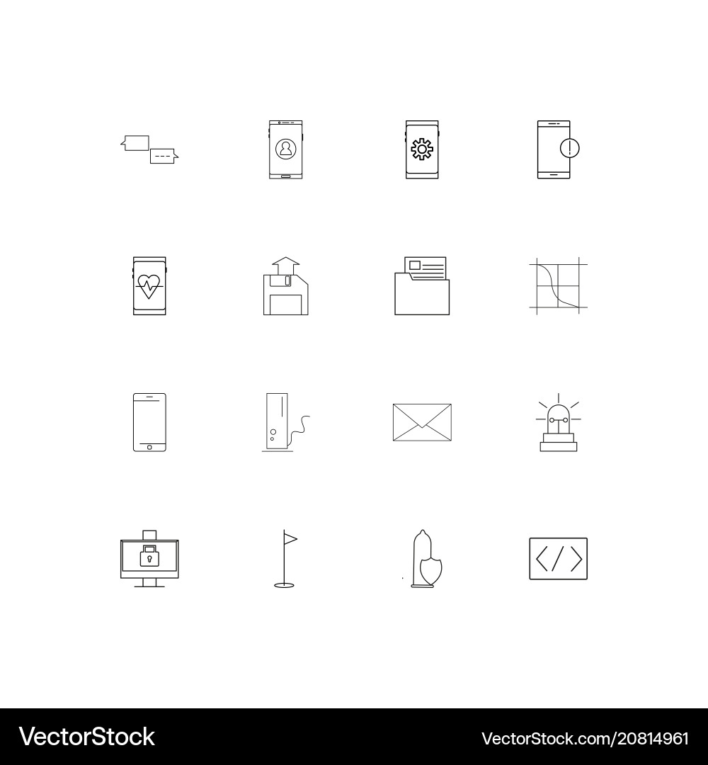 Internet technologies linear thin icons set Vector Image