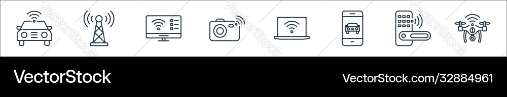 Internet things line icons linear set quality Vector Image