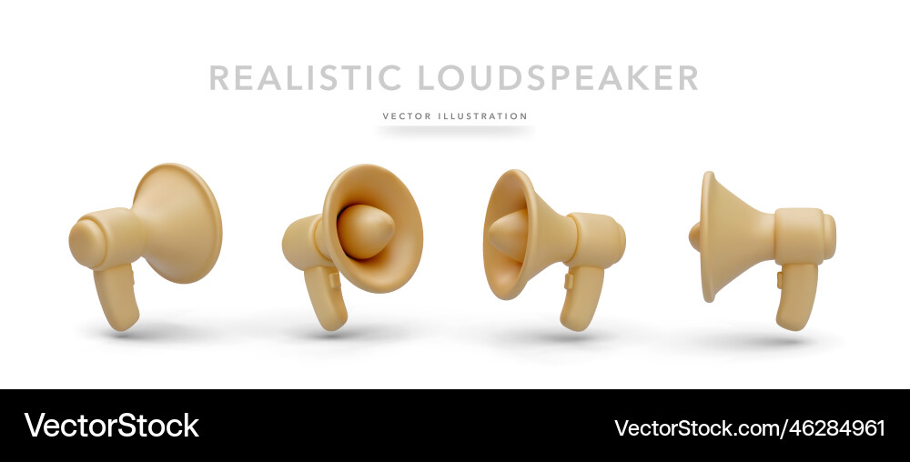 Set of 3d realistic loudspeaker with shadow vector image