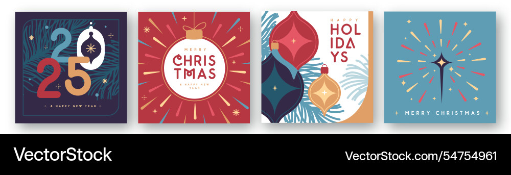 Set of merry christmas and happy new year cards Set of merry christmas and happy new year cards vector image