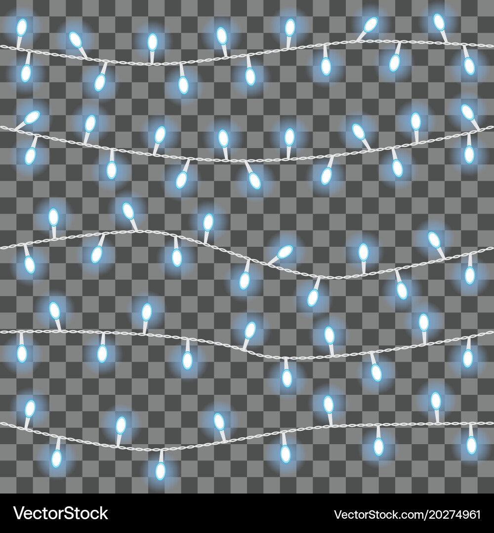 Set of overlapping glowing string lights vector image