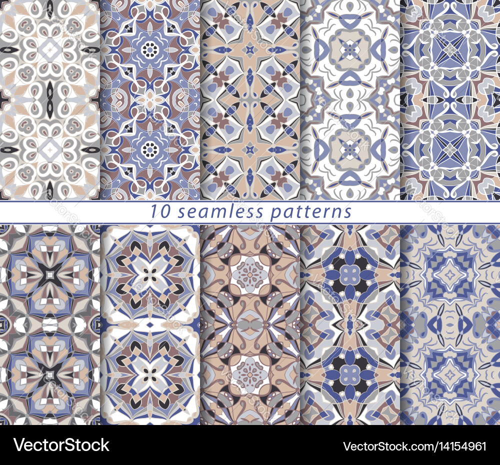 Set of ten seamless abstract patterns vector image